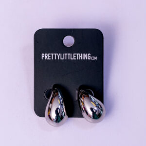 Silver tear drop mini statement earrings