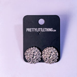 Silver diamante tear drop stud earing