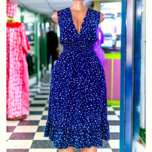 Plus size elegant polka midi dress