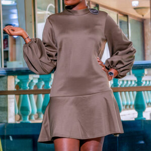 CLOSET LONDON GREEN HIGH NECK FRILL HEM DRESS