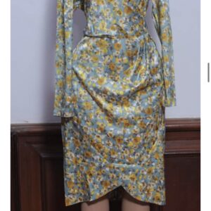 CLOSET LONDON GREEN FLORAL PRINT DRAPE SKIRT MIDI DRESS